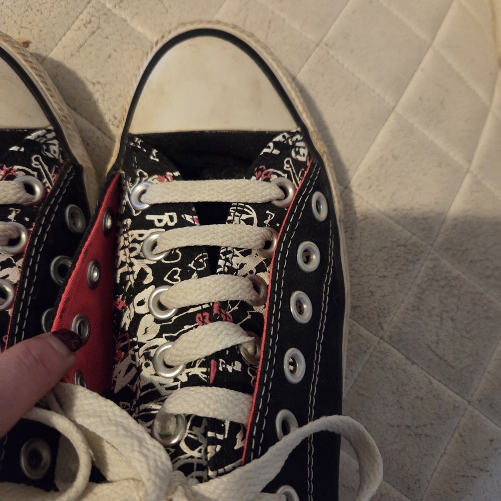 Converse Chuck Taylor Low TopCanvas Sneakers with Pink Punk Rock Girl Pattern - Picture 8 of 14